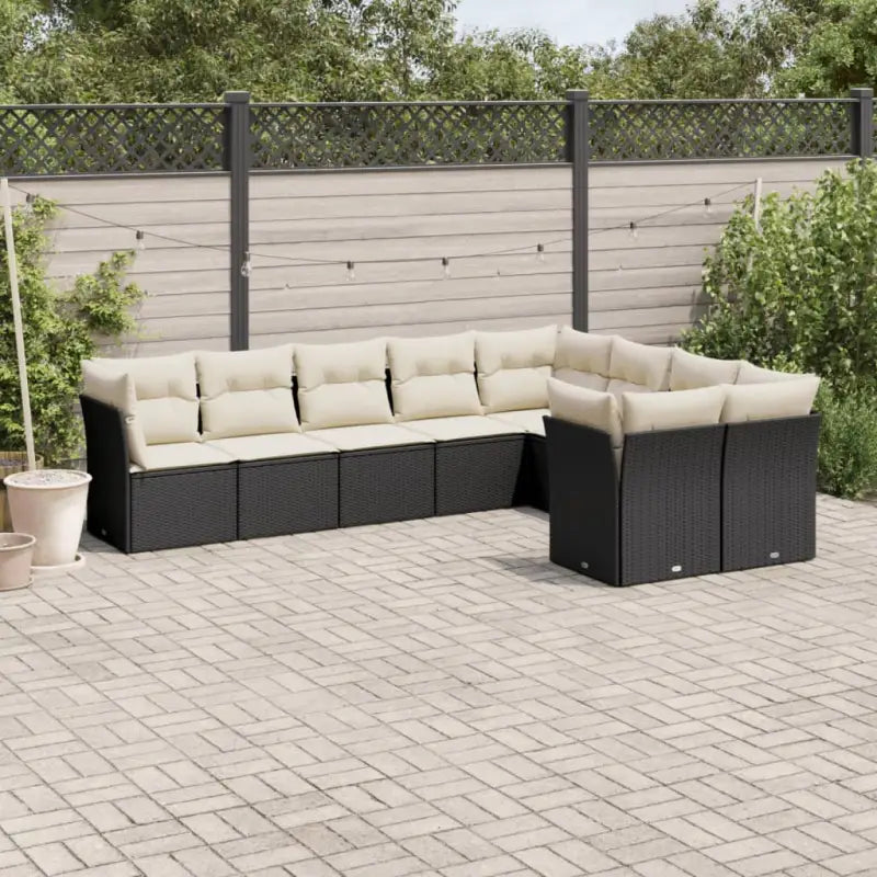 Poly rattan loungeset met gepoedercoat staal en waterdichte tas - Zwart en crème / Zonder tafel - Tuinsets