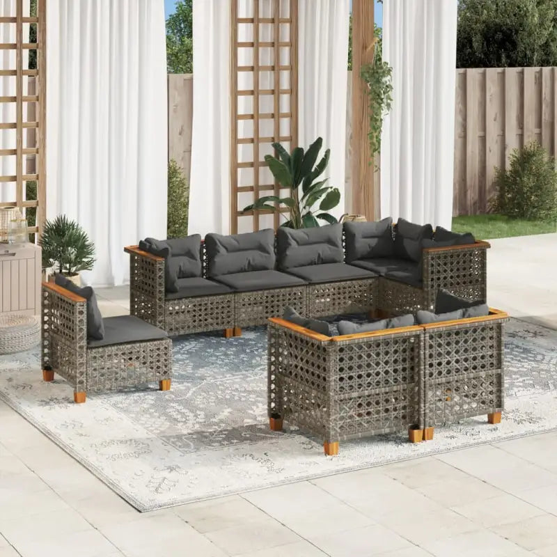 Poly rattan loungeset met natuurlijke olieafwerking en comfortabele zitervaring - Grijs / Zonder tafel / gat weven
