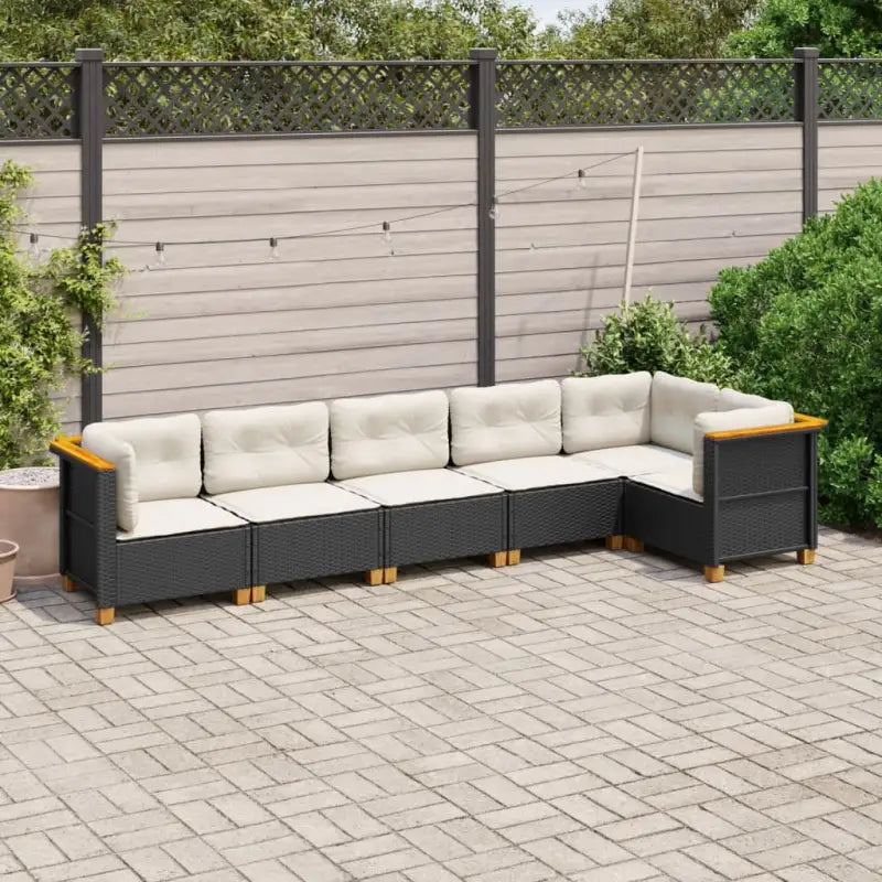 Poly rattan loungeset met natuurlijke olieafwerking voor comfortabele zitervaring - Zwart / Zonder tafel / Dichtgeweven
