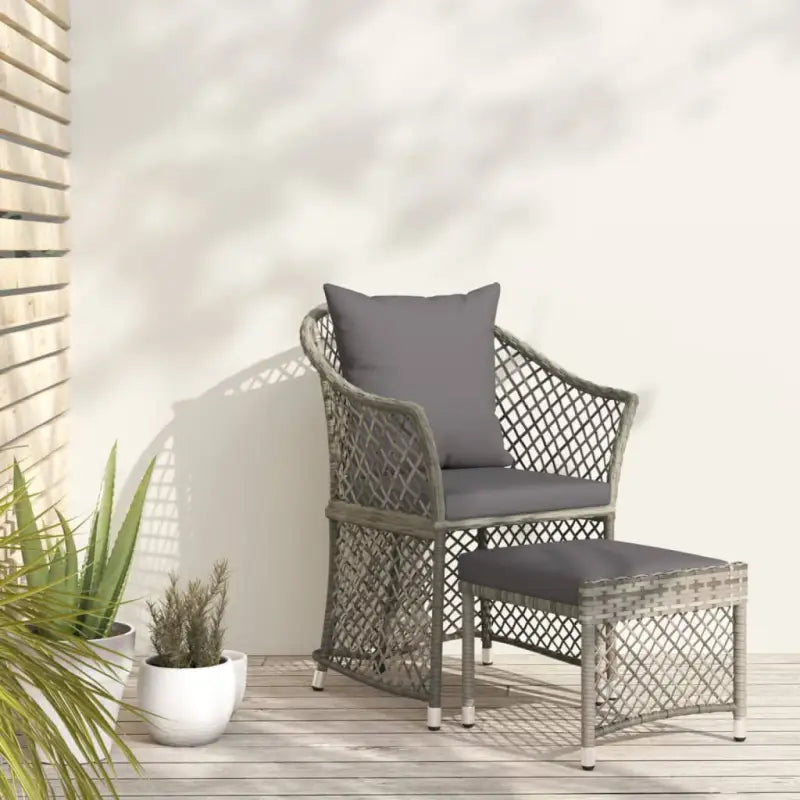 Poly rattan loungeset met stalen frame voor jouw tuin of terras - Grijs - Tuinsets