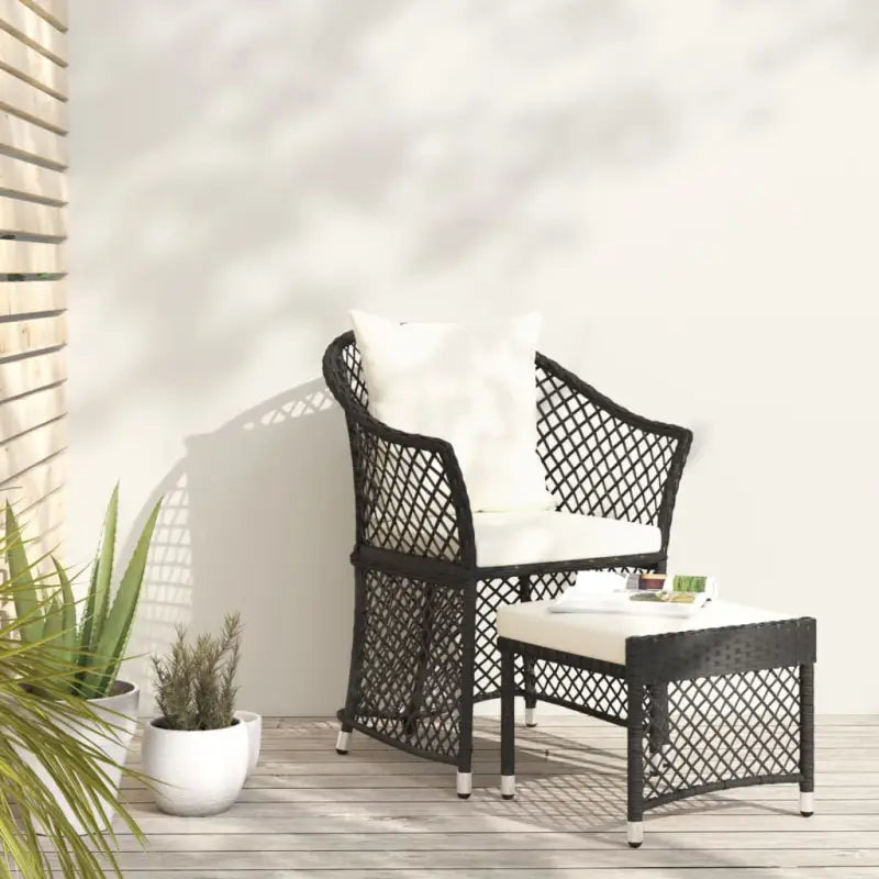 Poly rattan loungeset met stalen frame voor jouw tuin of terras - Zwart - Tuinsets