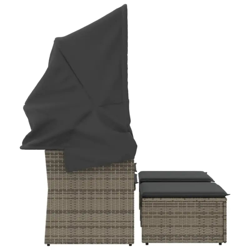 Poly Rattan Loungeset met Uitschuifbare Luifel en Wasbare Hoes - Loungebanken