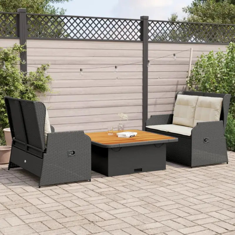 Poly rattan loungeset met wasbare hoes voor een comfortabele zitervaring - Zwart / 110 x 110 x 40/71 cm - Tuinsets