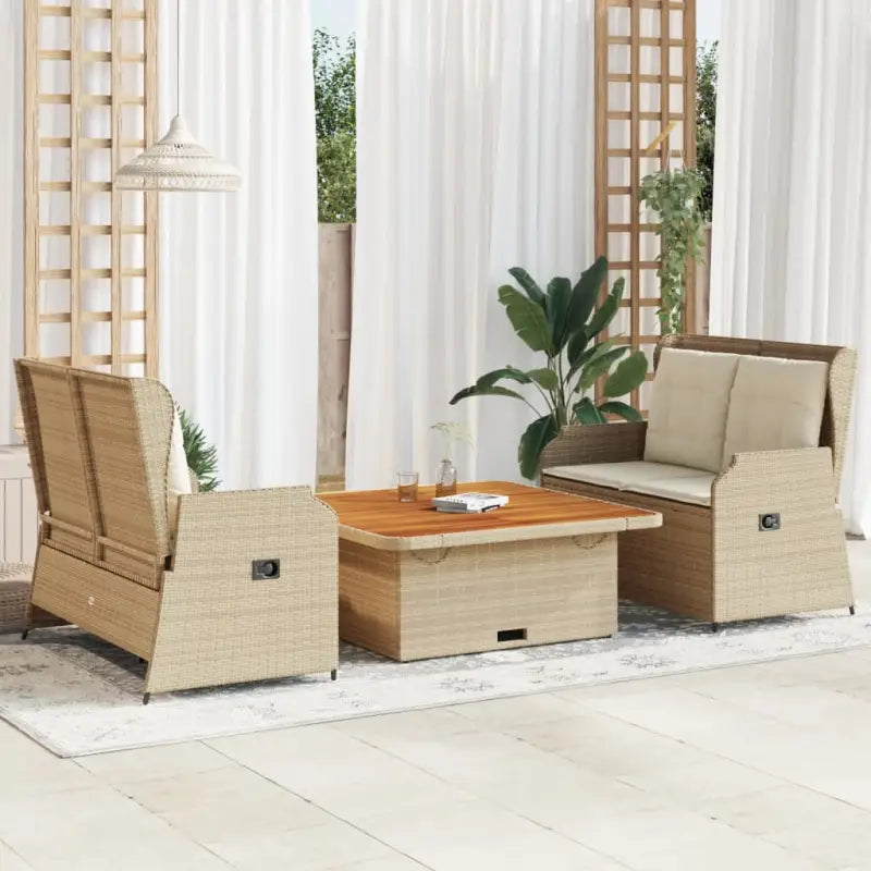 Poly rattan loungeset met wasbare hoes voor een comfortabele zitervaring - beige en crèmekleurig / 110 x 110 x 40/71 cm