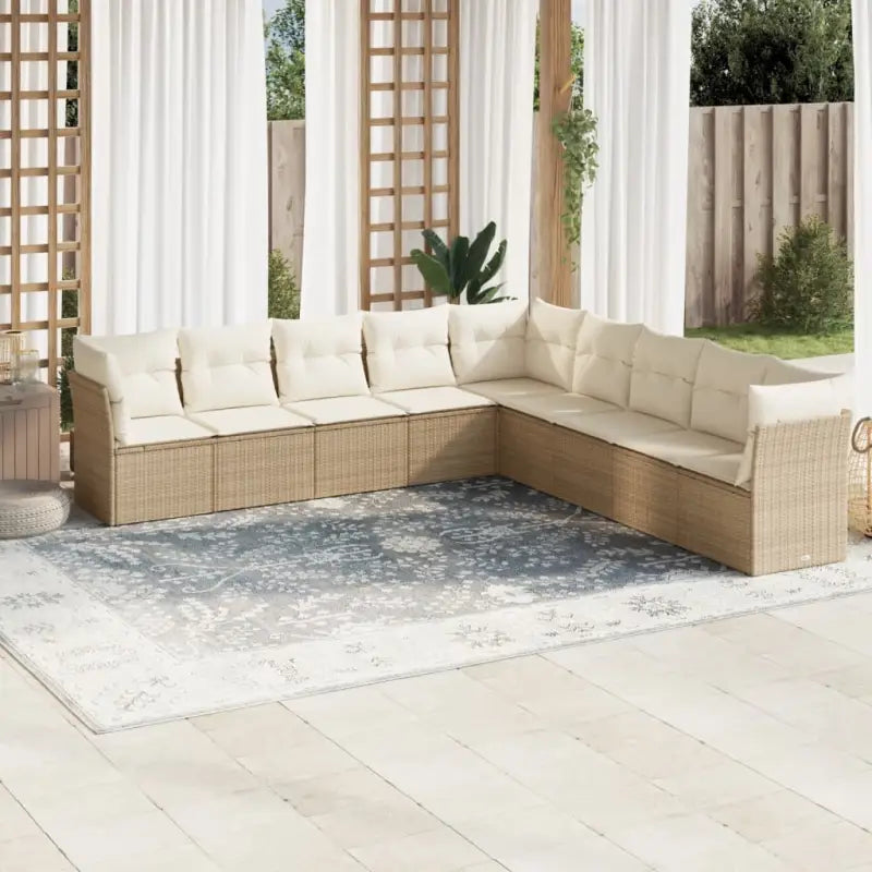 Poly rattan loungeset met waterdichte tas en gepoedercoat staal afmetingen - beige en crèmekleurig / Zonder tafel