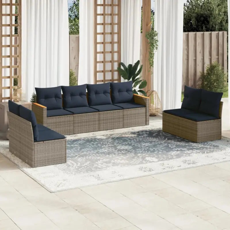 Poly rattan loungeset met waterdichte tas voor buitenplezier - Grijs en blauw / Zonder tafel - Tuinsets