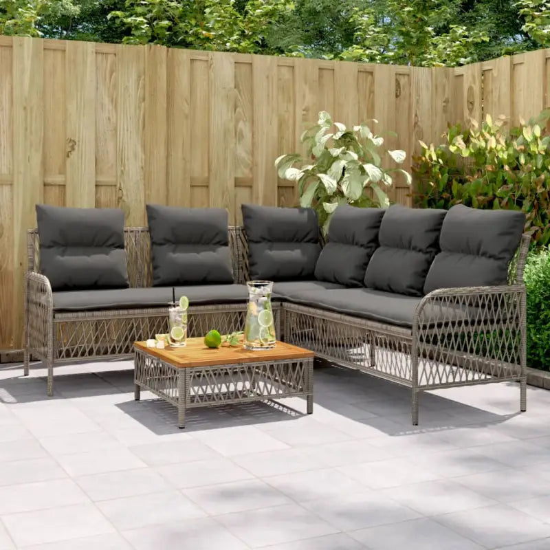 Poly rattan loungeset voor comfortabele zitervaring met wasbare hoes - grijs en donkergrijs - Tuinsets