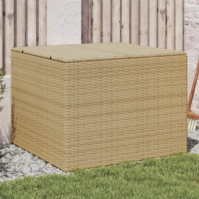Poly Rattan Opbergbox met Gepoedercoat Stalen Frame voor Buiten - Gemengd beige / 80 x 75 x 59 cm - Opbergboxen