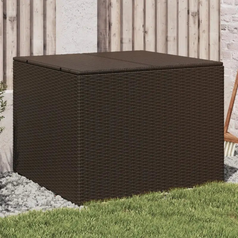 Poly Rattan Opbergbox met Gepoedercoat Stalen Frame voor Buiten - Bruin / 80 x 75 x 59 cm - Opbergboxen voor buiten