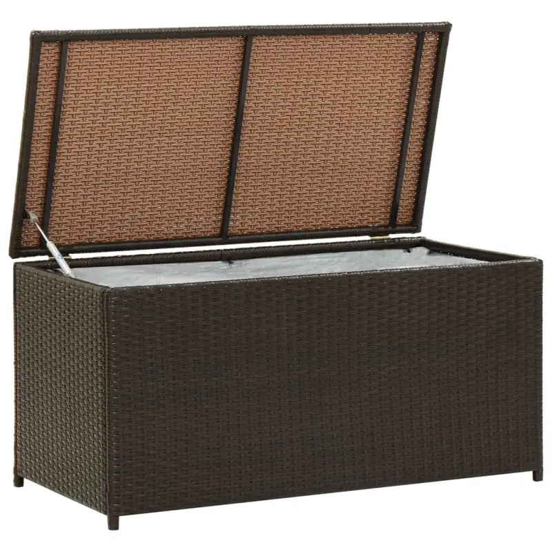 Poly Rattan Opbergbox met Gepoedercoat Stalen Frame voor Buiten - Bruin / 100 x 50 x 50 cm - Opbergboxen voor buiten