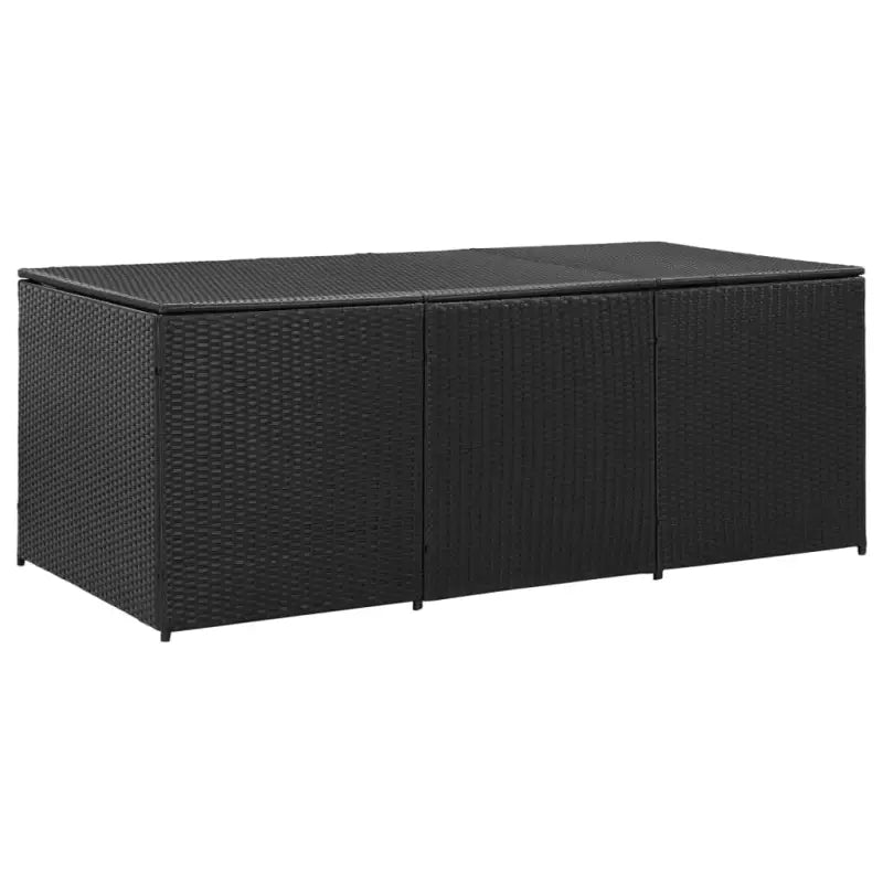 Poly Rattan Opbergbox met Gepoedercoat Stalen Frame voor Buiten - Zwart / 180 x 90 x 70 cm - Opbergboxen voor buiten