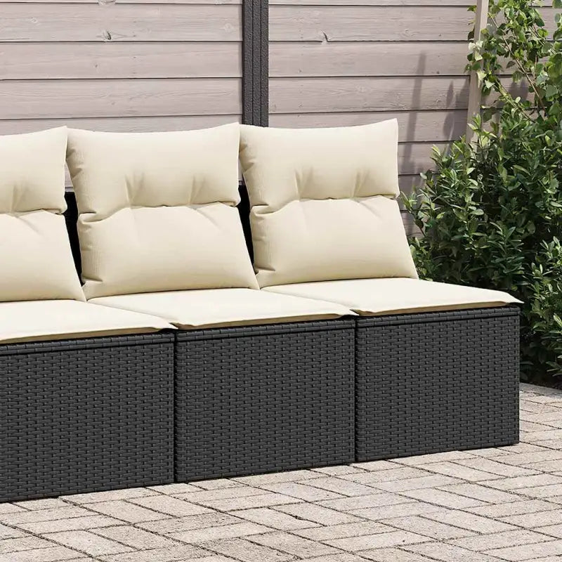 Poly Rattan Tuinbank met Waterdichte Tas en Wasbare Hoezen - Zwart en crème / met opbergruimte - Tuinsets