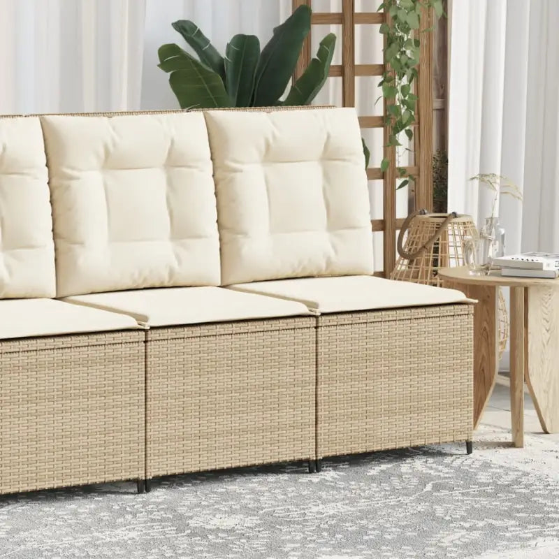 Poly rattan tuinbank voor een comfortabele zitervaring met wasbare hoes - beige en crèmekleurig / 1 / Middenbank