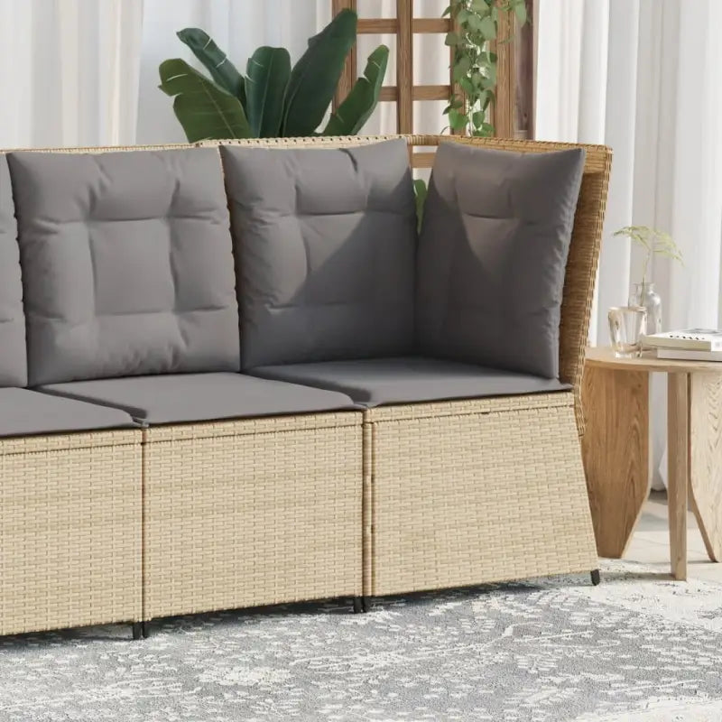 Poly rattan tuinbank voor een comfortabele zitervaring met wasbare hoes - Beige en grijs / 1 / Hoekbank - Loungebanken
