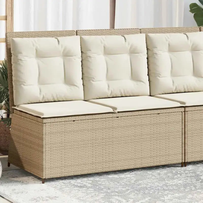 Poly rattan tuinbank voor een comfortabele zitervaring met wasbare hoes - beige en crèmekleurig / 1 / Bank