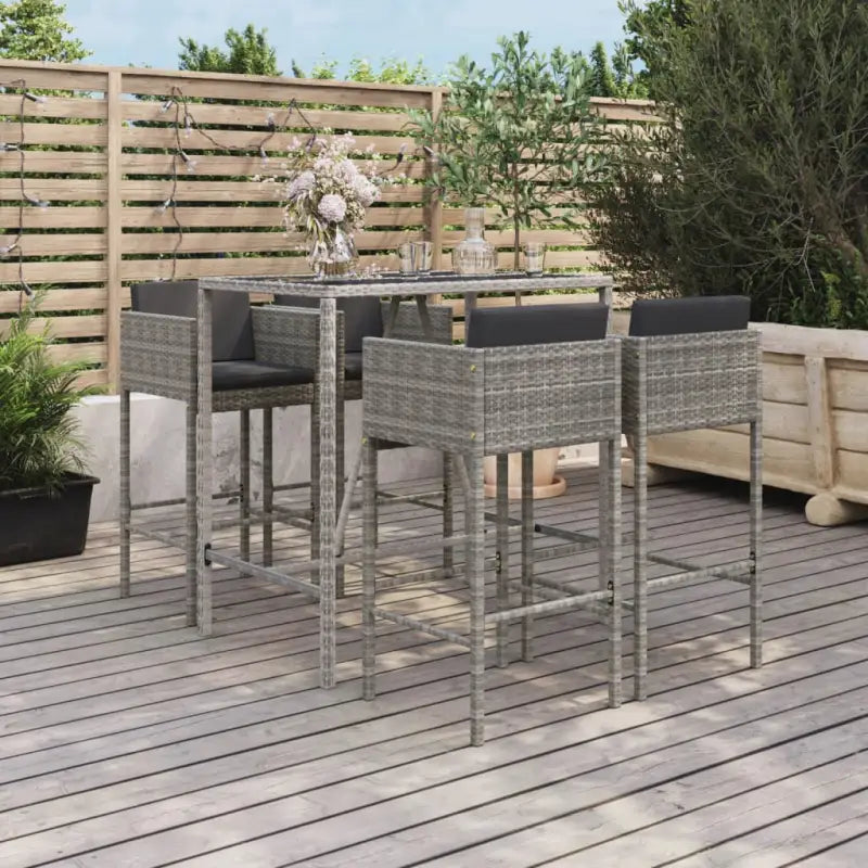 Poly rattan tuinbarset met gehard glas en eenvoudig schoon te maken - Grijs - Tuinsets