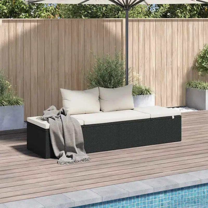 Poly rattan tuinbed met gepoedercoat stalen frame voor buitengebruik - Zwart - Tuinbedden
