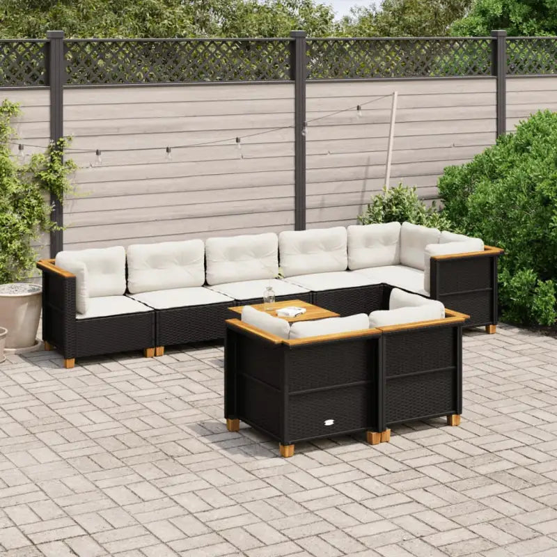 Poly rattan tuininset met natuurlijke olieafwerking en comfortabele zitervaring - Zwart / Met tafel / Dichtgeweven