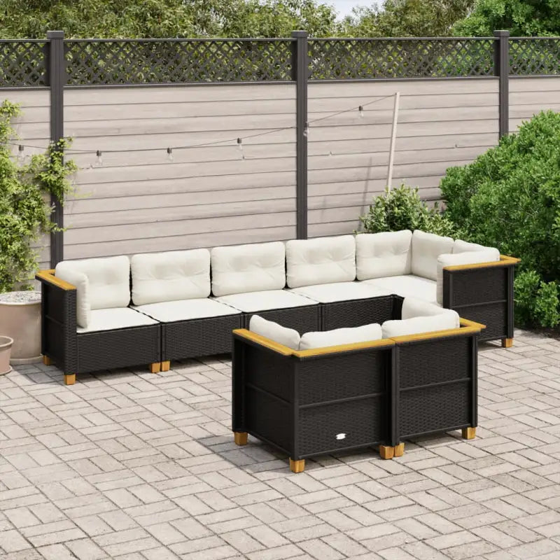 Poly rattan tuininset met natuurlijke olieafwerking en comfortabele zitervaring - Zwart / Zonder tafel / Dichtgeweven