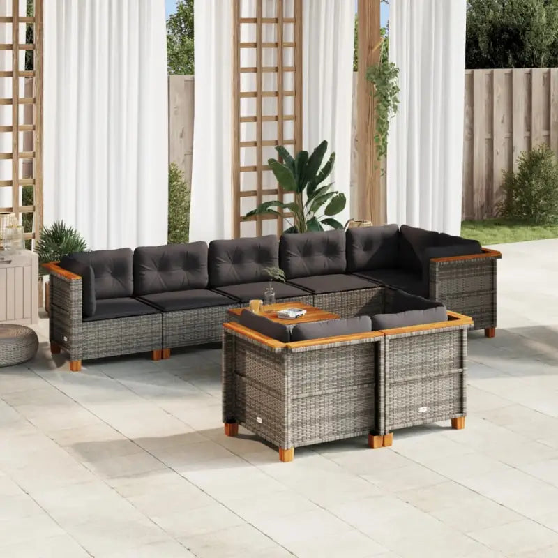 Poly rattan tuininset met natuurlijke olieafwerking en comfortabele zitervaring - Grijs / Met tafel / Dichtgeweven