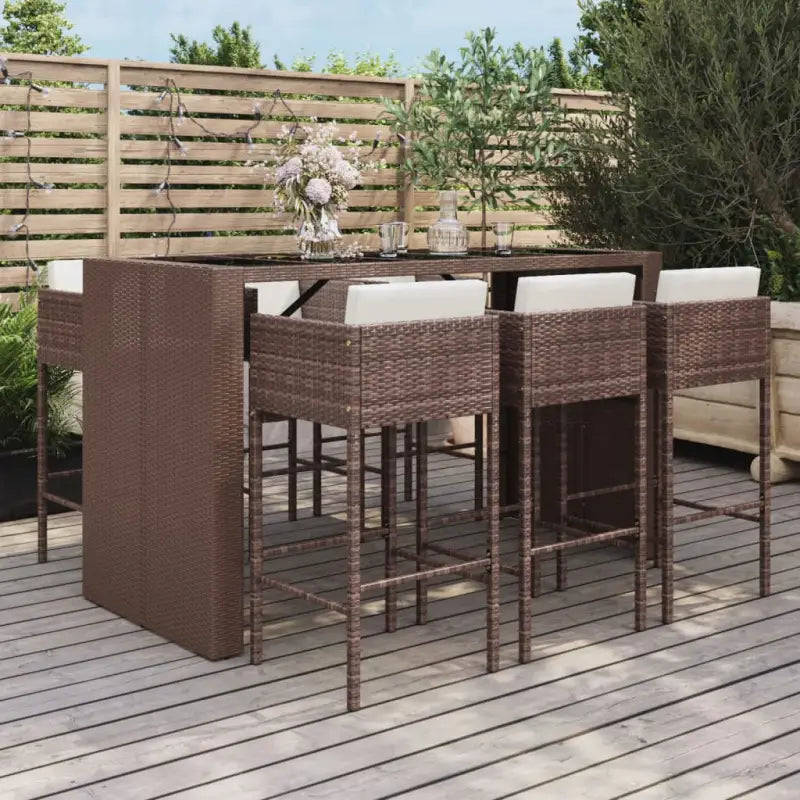 Poly Rattan tuinset met gehard glas en eenvoudig schoon design - Bruin - Tuinsets
