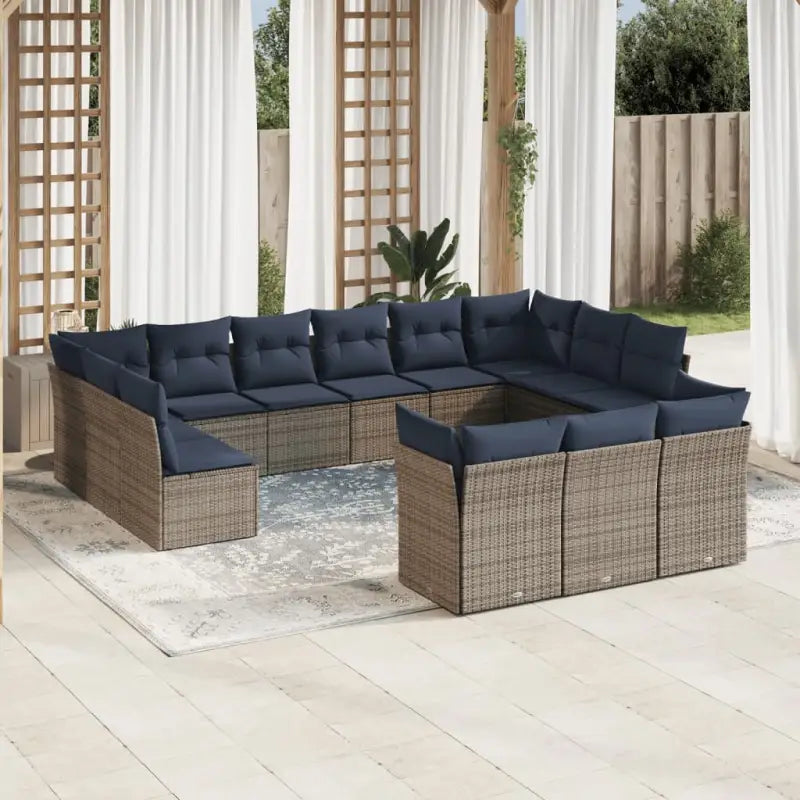 Poly Rattan Tuinset met Gepoedercoat Staal en Waterdichte Tas - Grijs en blauw / Zonder tafel - Tuinsets