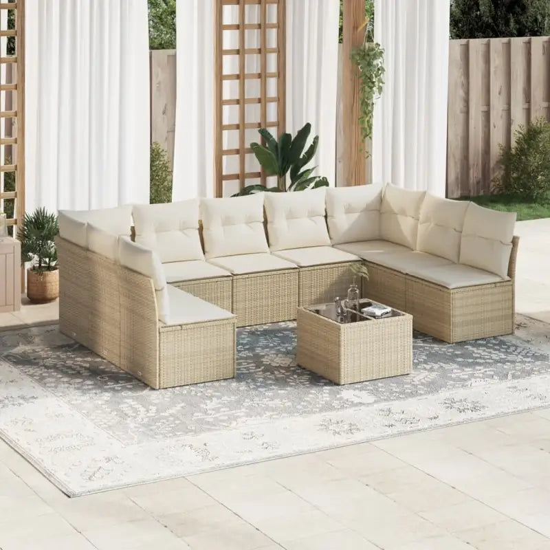 Poly Rattan Tuinset met Waterdichte Tas en Gepoedercoat Staal - beige en crèmekleurig / Met tafel - Tuinsets