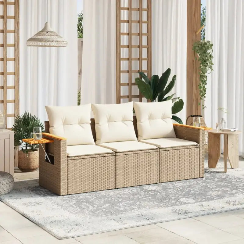 Poly Rattan Tuinset met Waterdichte Tas en Wasbare Hoezen - beige en crèmekleurig / Zonder tafel - Tuinsets