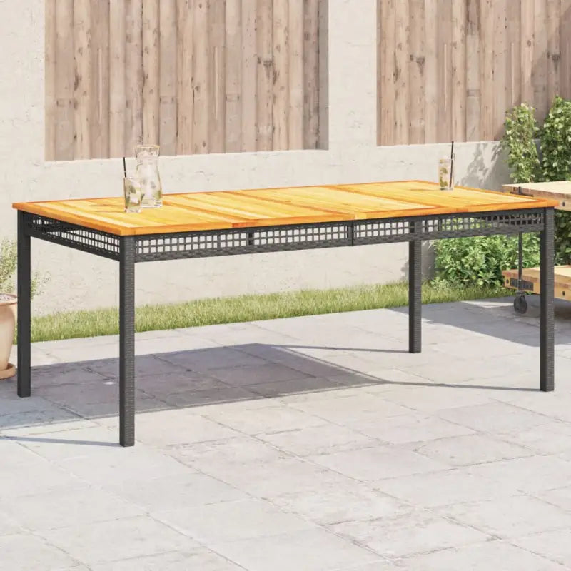 Poly Rattan tuintafel eenvoudig schoon voor gezellige tuin en terras momenten - Zwart en bruin / 180 x 90 x 75 cm / 1