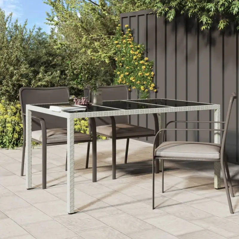 Poly rattan tuintafel met gehard glas voor een stijlvolle buitenruimte - Wit / 150 x 90 x 75 cm / 1 - Tuintafels