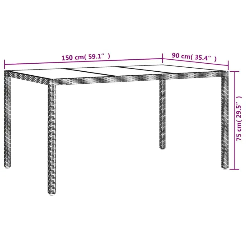 Poly rattan tuintafel met gehard glas voor een stijlvolle buitenruimte - Tuintafels