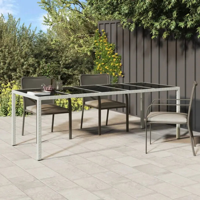 Poly rattan tuintafel met gehard glas voor stijlvolle buitenruimte - Wit / 1 - Tuintafels