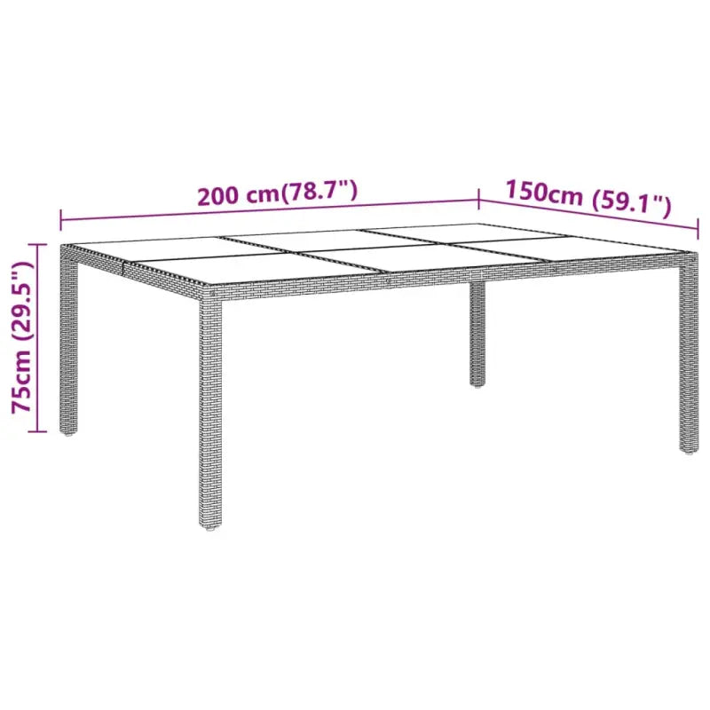 Poly rattan tuintafel met gehard glas voor stijlvolle buitenruimte - Tuintafels