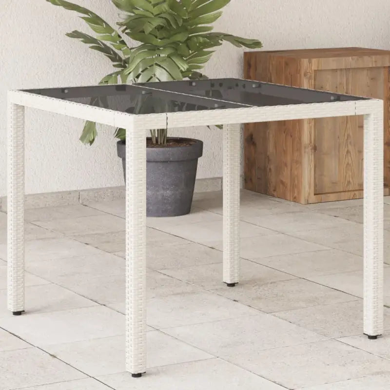 Poly rattan tuintafel met gemakkelijk schoon en gehard glas - Tuintafels