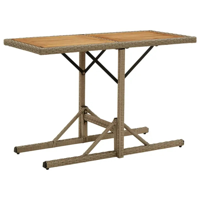 Poly rattan tuintafel met stalen frame voor stijl en functionaliteit - Beige en bruin / 1 - Tuintafels
