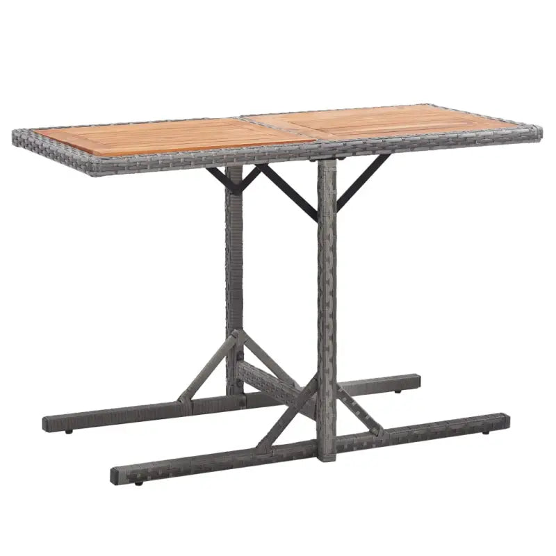 Poly rattan tuintafel met stalen frame voor stijl en functionaliteit - Antraciet en bruin / 1 - Tuintafels