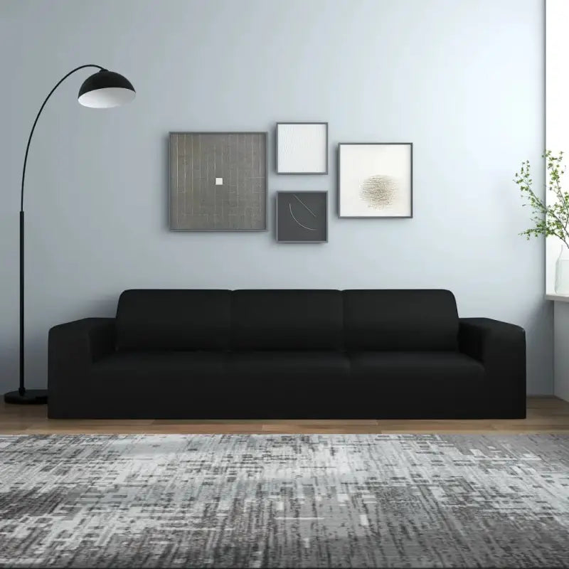 Polyester jersey meubelhoezen voor bescherming en stijl van je bank - Zwart / 1 / Vierzitsbank - Meubelhoezen