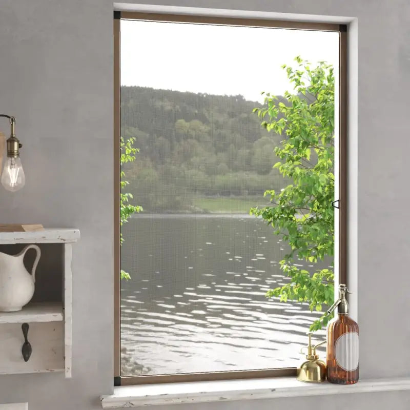 Raamhorren met stevig aluminium frame voor insecten buitenhouden - Bruin / 80 x 120 cm - Raamhorren