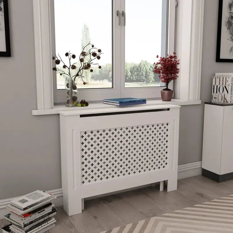 Radiatorombouw van MDF voor een stijlvolle woonkamerafwerking - Wit / 112 x 19 x 81.5 cm / 1 - Accessoires