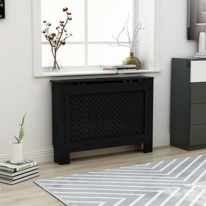 Radiatorombouw van MDF voor een stijlvolle woonkamerafwerking - Zwart / 112 x 19 x 81.5 cm / 1 - Accessoires