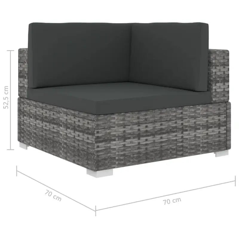 Rattan loungeset met waaiervormige hocker voor het hele jaar door buitengebruik - Grijs - Tuinsets