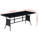 Rattan tuinset met stalen frame en verwijderbare zitkussens - Zwart - Tuinsets