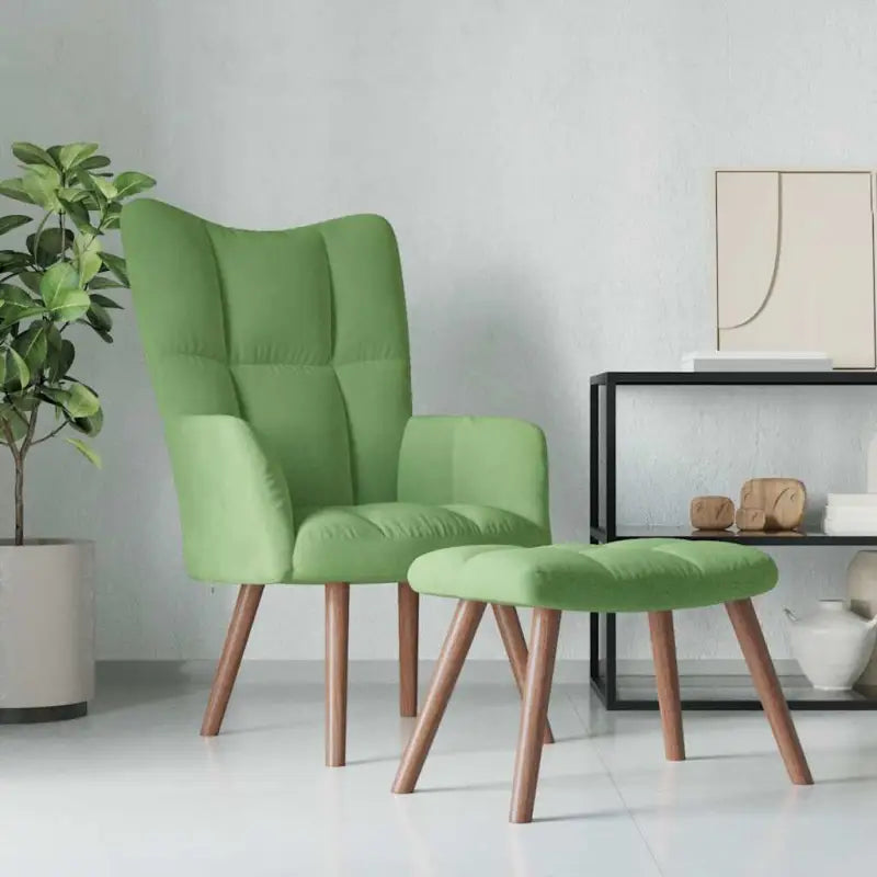 Relaxstoel met voetenbank met blokpatroon voor stijlvol comfort - Lichtgroen / 1 / Met voetensteun - Fauteuils &