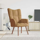 Relaxstoel met voetenbank met blokpatroon voor stijlvol comfort - Bruin / 1 / Zonder voetensteun - Fauteuils &