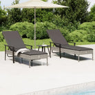 Relaxstoel van poly Rattan voor buitengebruik en duurzaam comfort - 2x Ligbed + Tafel - Tuinsets