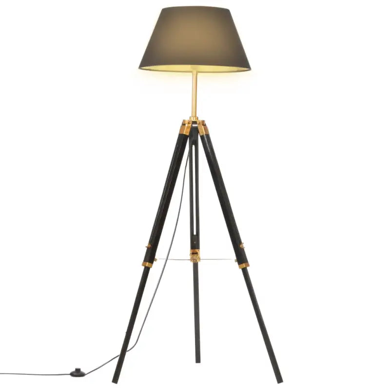 Retro vloerlamp van massief teakhout met vintage ontwerp - Zwart en goud / 1 - Lampen