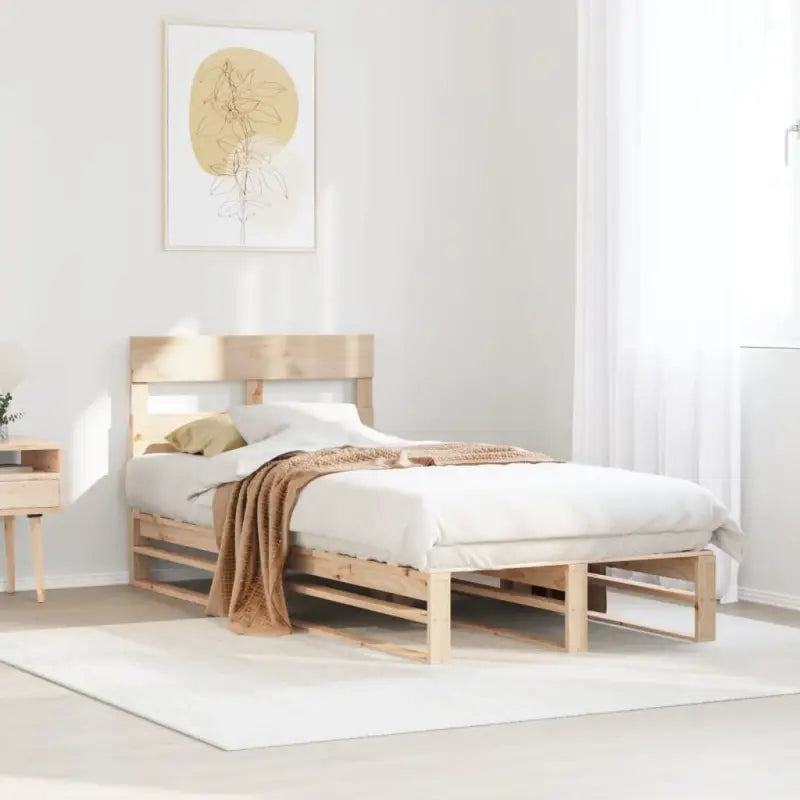 Robuust massief grenenhout bedframe voor een moderne slaapkamer - Naturel / 90 x 200 cm - Bedden & bedframes
