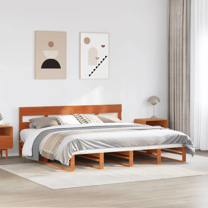 Robuust massief grenenhout bedframe voor een moderne slaapkamer - Wasbruin / 200 x 200 cm - Bedden & bedframes