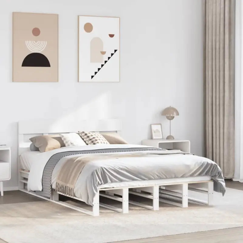 Robuust massief grenenhout bedframe voor een moderne slaapkamer - Wit / 120 x 190 cm - Bedden & bedframes