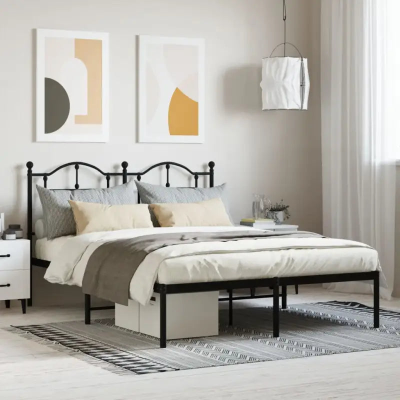Robuust metalen bedframe met extra opbergruimte en tijdloos design - Zwart / 140 x 190 cm / met hoofdbord - Bedden &